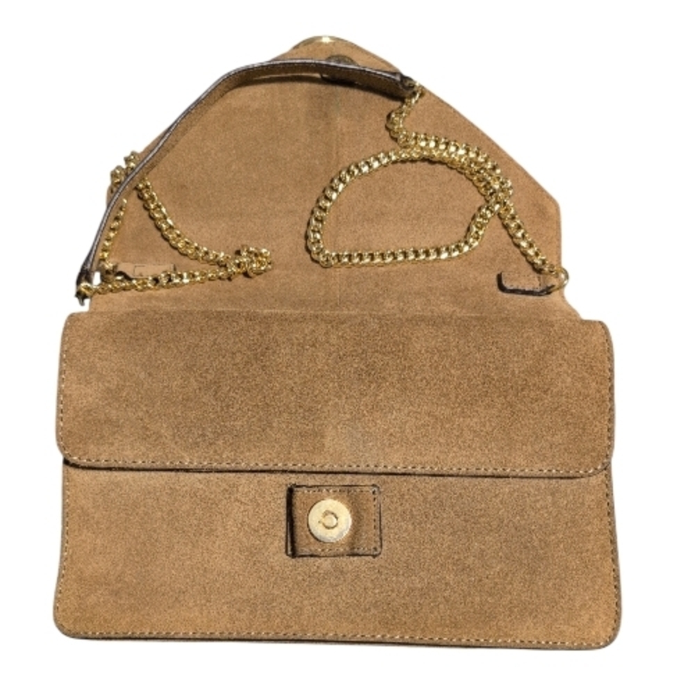 Banana Republic Tan Suede Italian Leather Accordion Bag with Gold Ring - Picture 6 of 12